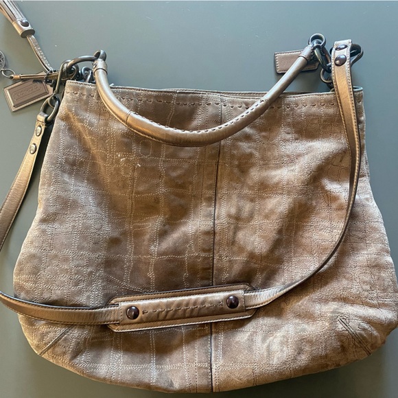 Coach - light brown/tan suede shoulder and crossbody purse - Picture 2 of 6